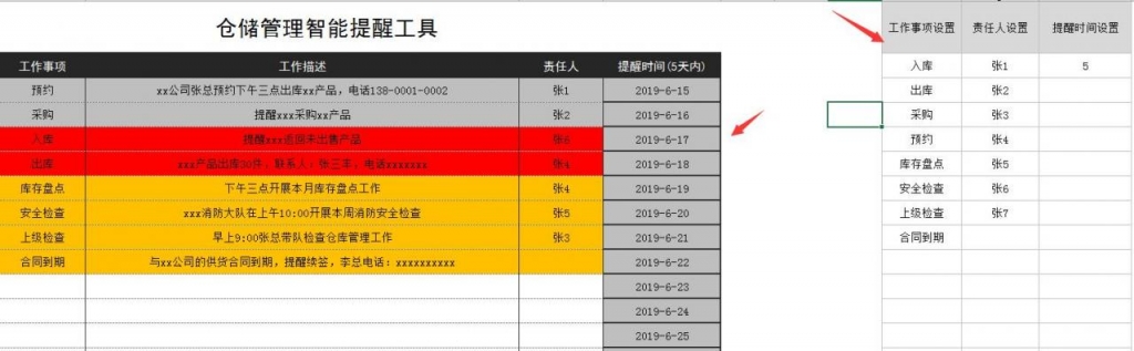 Excel仓储管理智能提醒工具，条件格式自动提醒，高亮显示不劳心