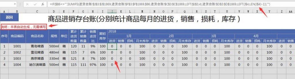 Excel全函数进销存系统，自带损耗登记，利润分析，台账自动生成