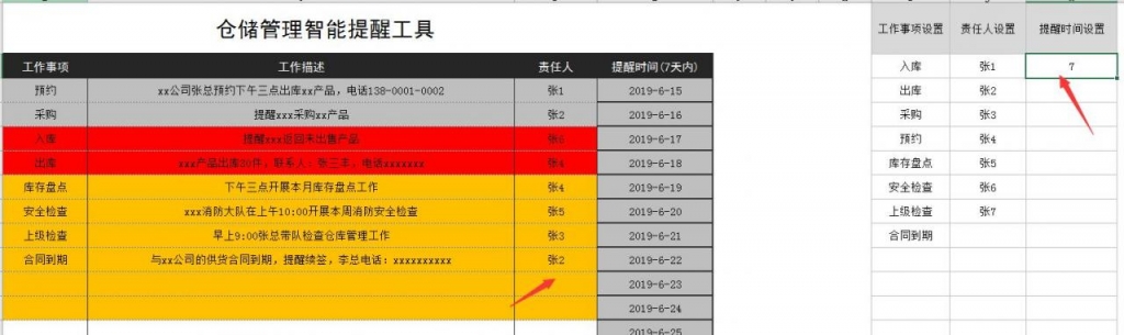 Excel仓储管理智能提醒工具，条件格式自动提醒，高亮显示不劳心